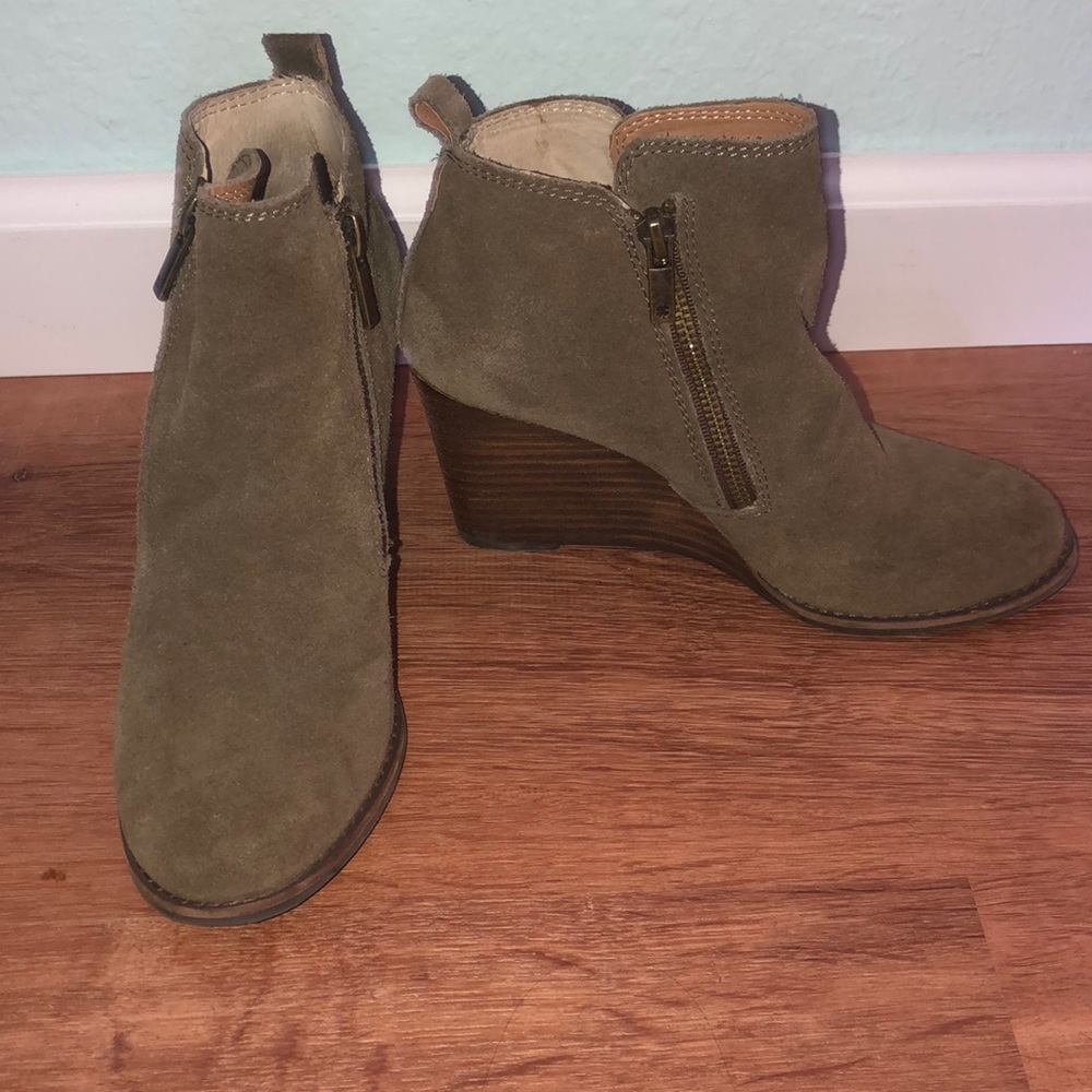 Lucky Brand suede wedge booties